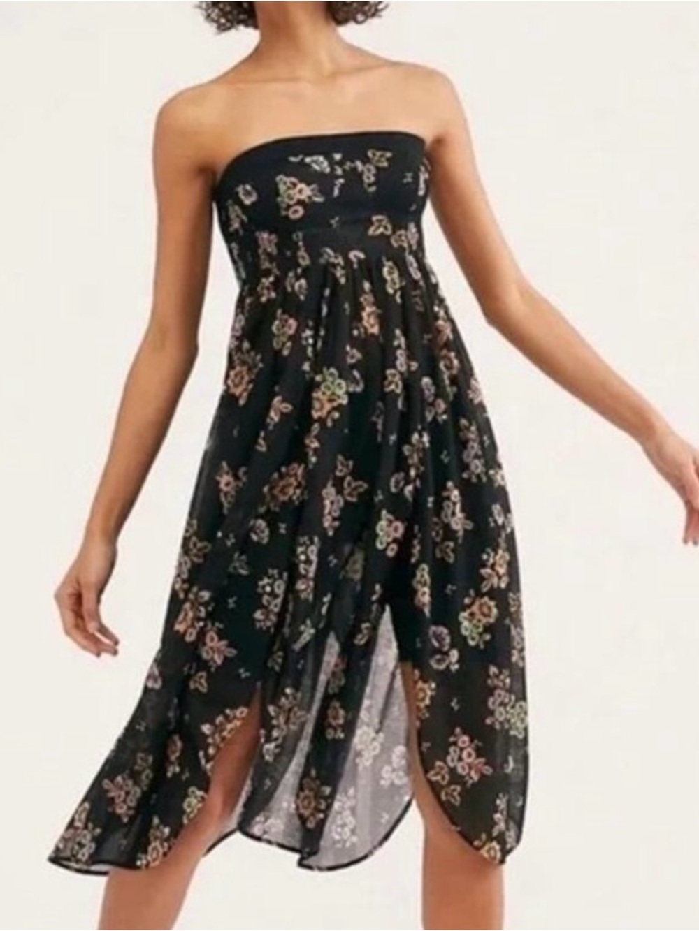 Free People Kitty Floral Boho Coastal Resort Cottage Soft Tube Maxi Dress XS